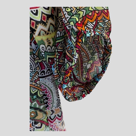 Jockey Women's Blouse S Multicolor Abstract Floral Print Garter Sleeve Loose Fit - Picture 5 of 13